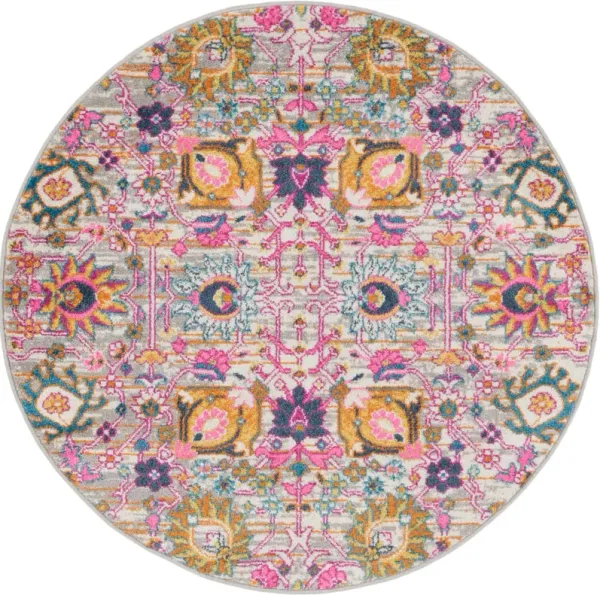 Tralee 4' Round Area Rug - Silver