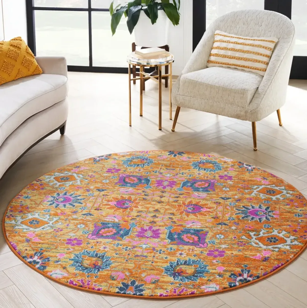 Tralee 5' Round Area Rug - Sun