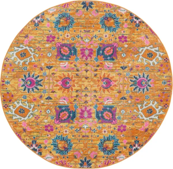 Tralee 5' Round Area Rug - Sun