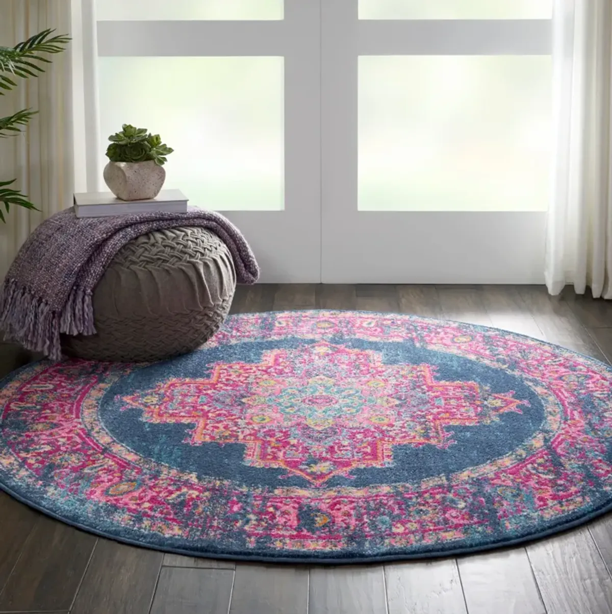 Tralee 4' Round Area Rug - Blue