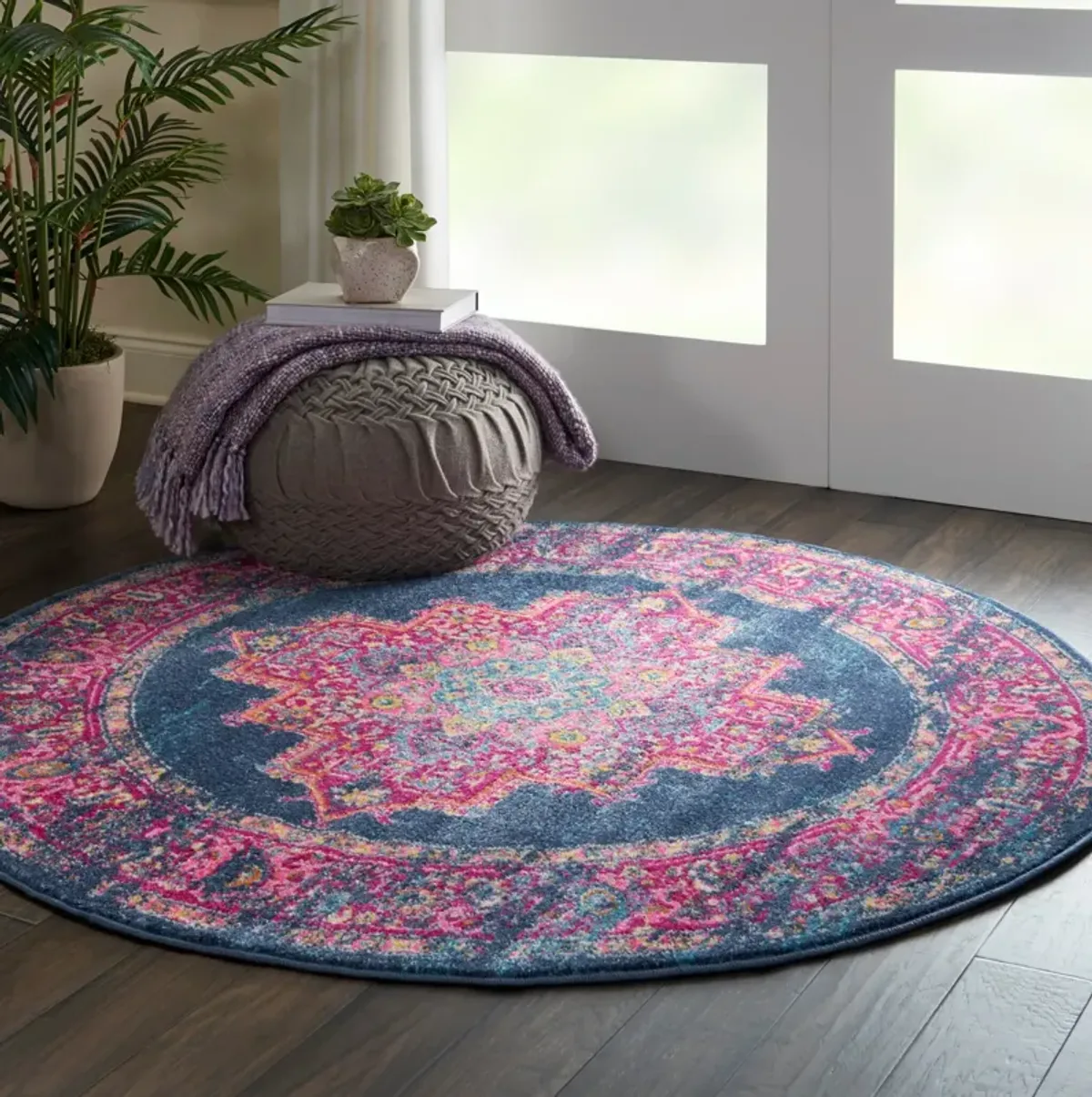 Tralee 4' Round Area Rug - Blue