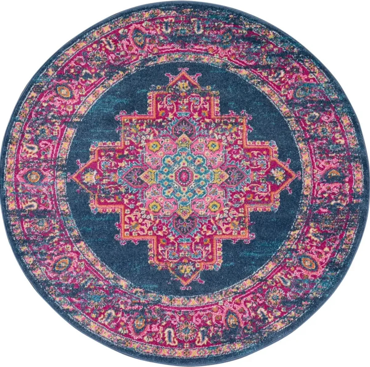 Tralee 4' Round Area Rug - Blue