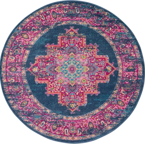 Tralee 4' Round Area Rug - Blue