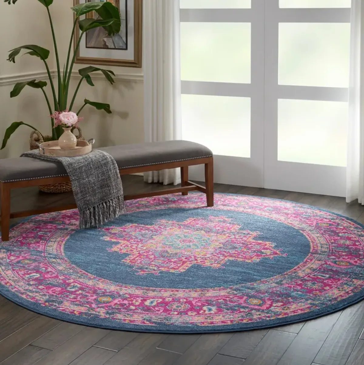Tralee 8' Round Area Rug - Blue