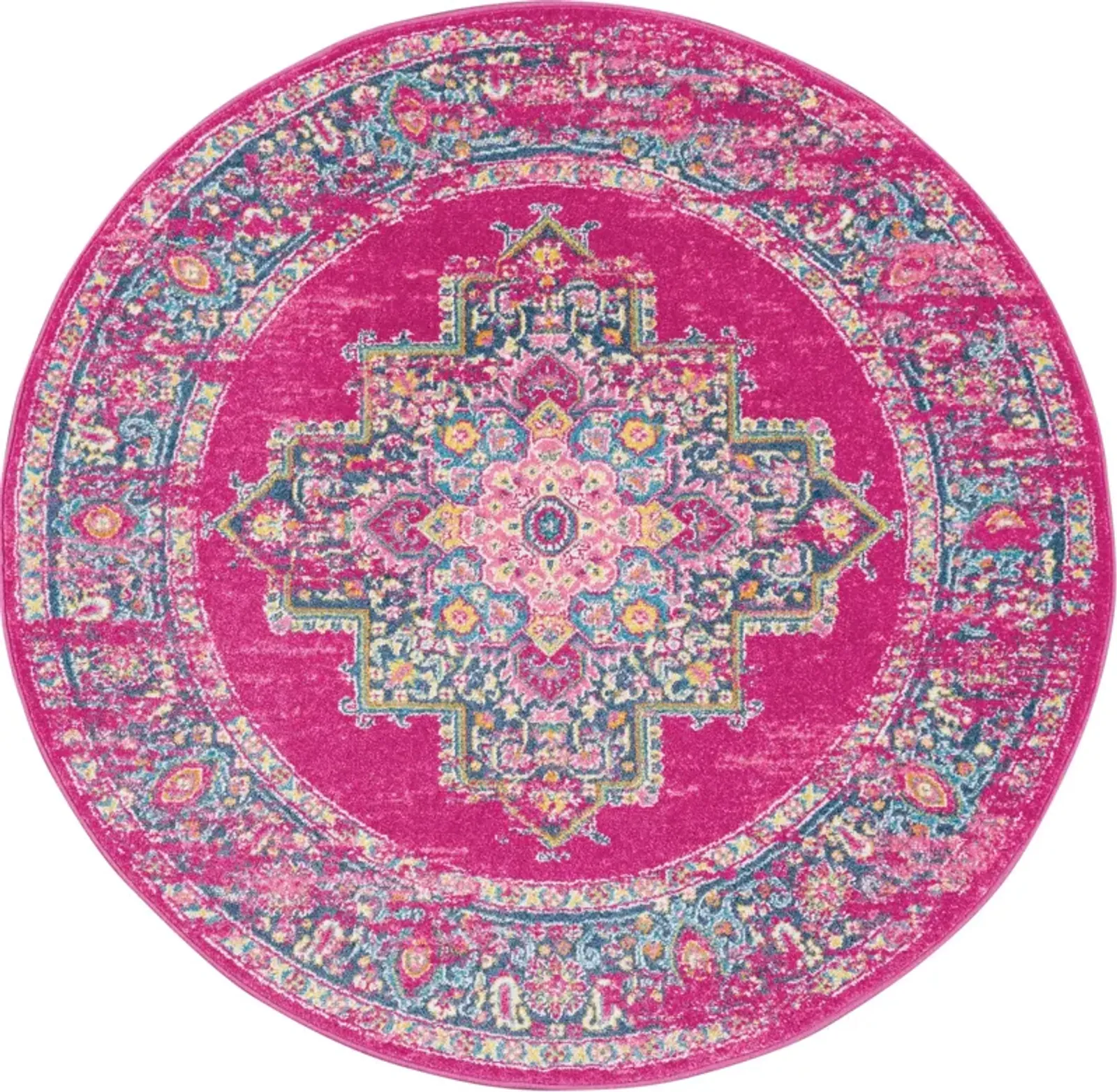 Tralee 5' Round Area Rug - Fuchsia