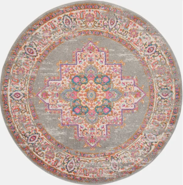 Tralee 4' Round Area Rug - Gray