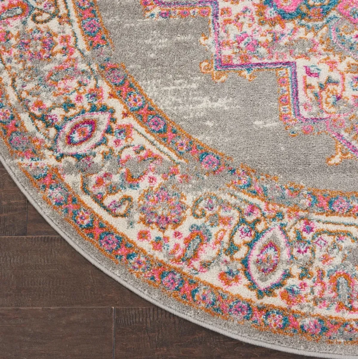 Tralee 5' Round Area Rug - Gray