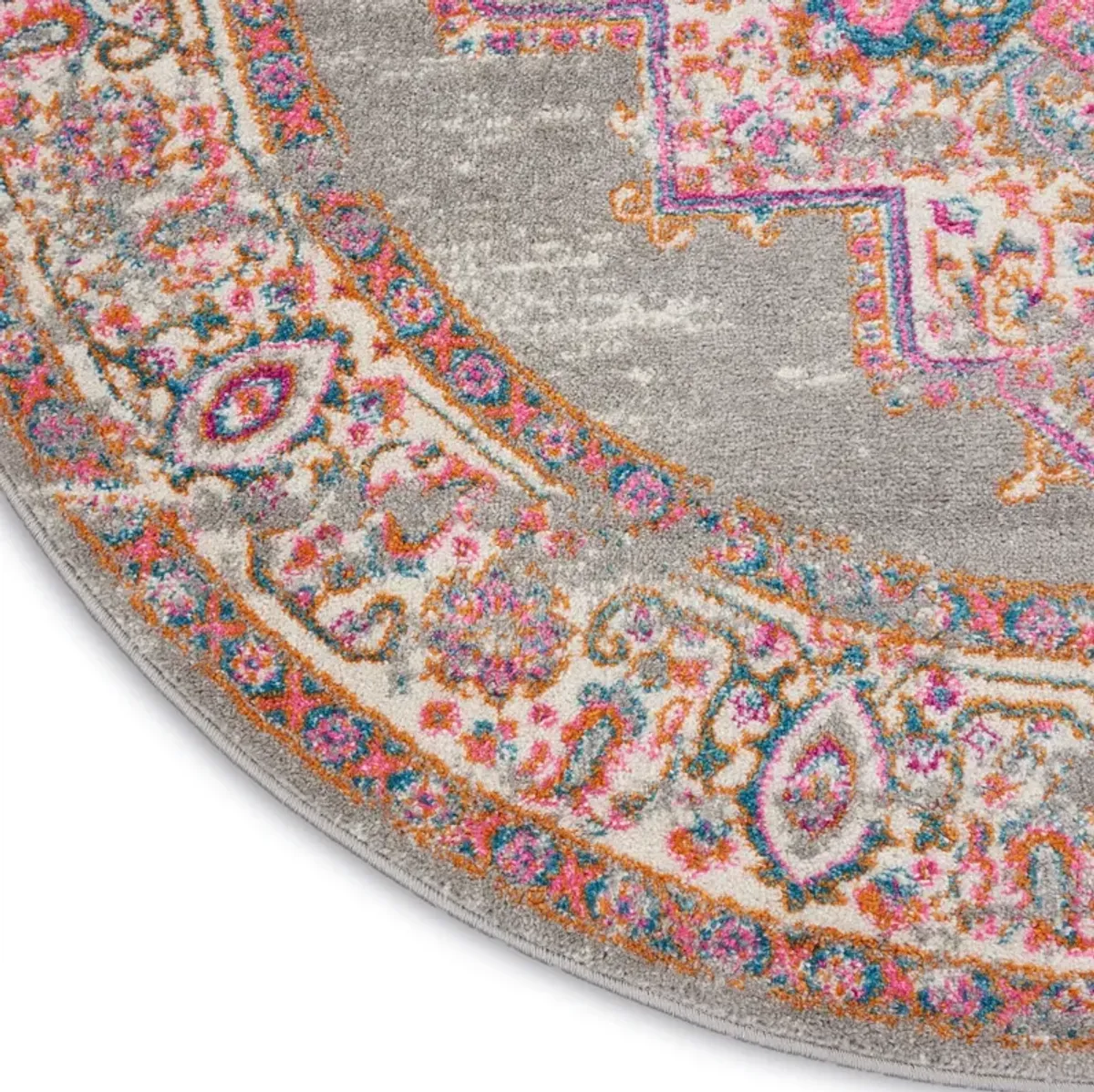 Tralee 5' Round Area Rug - Gray