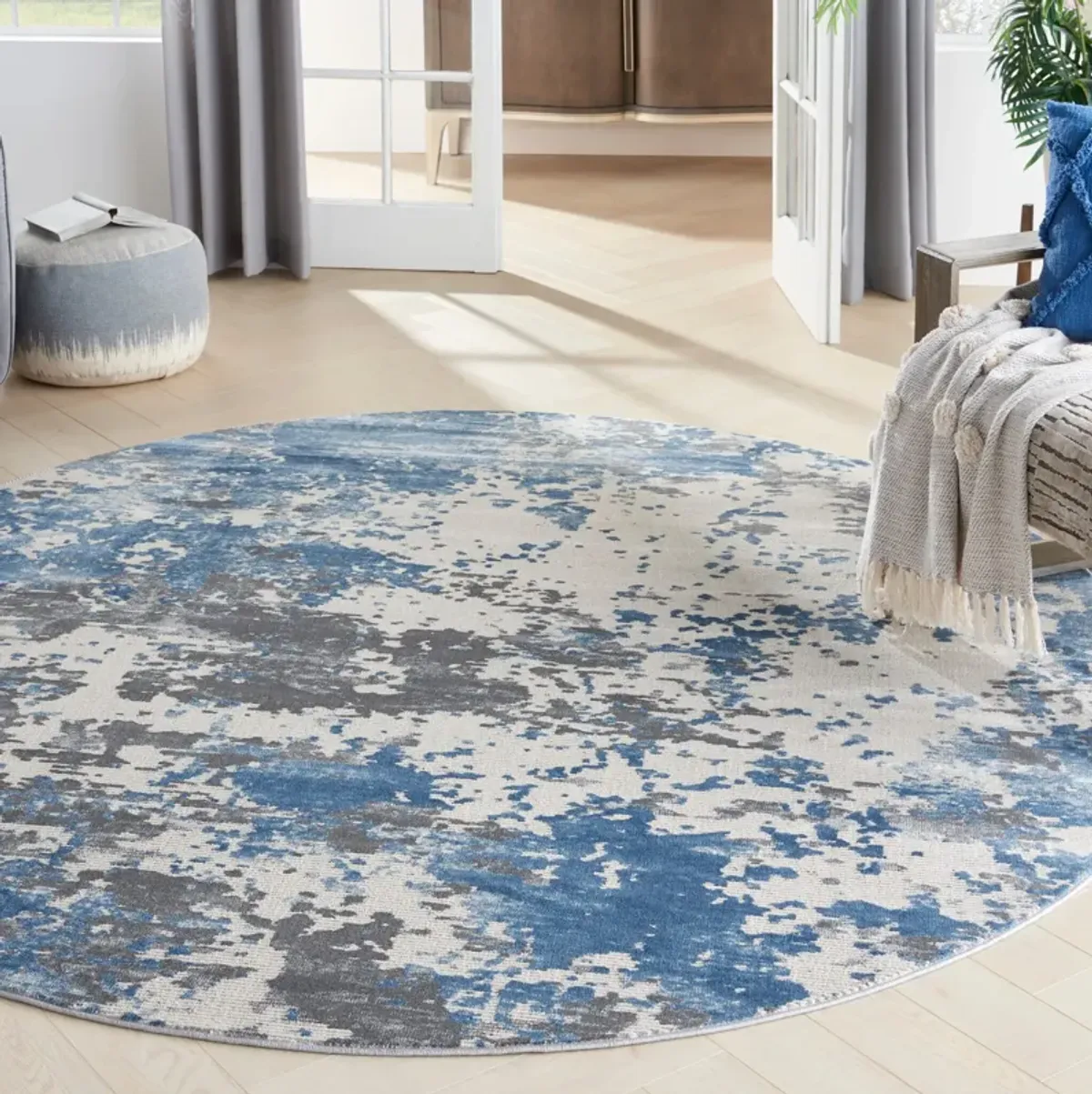 Pembrook 5' Round Area Rug - Blue/Gray