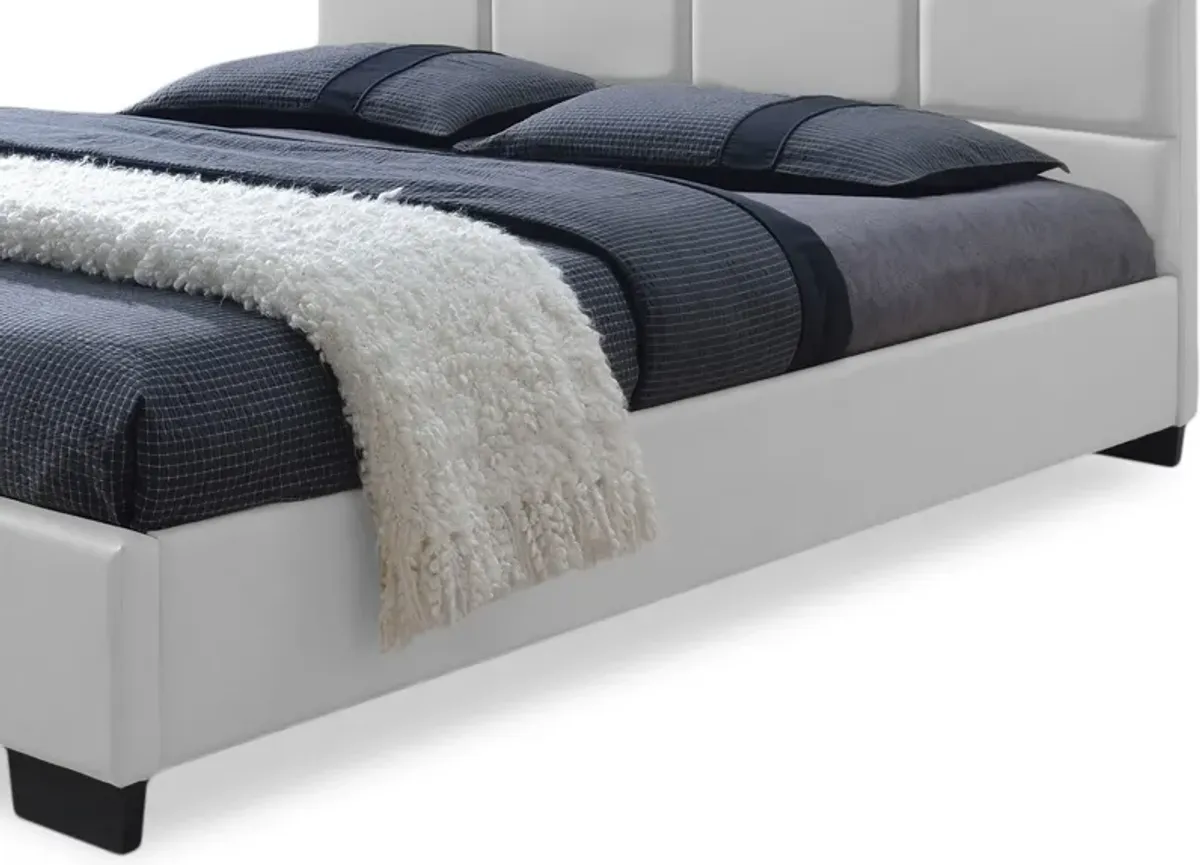 Potenza Queen Upholstered Platform Bed - White