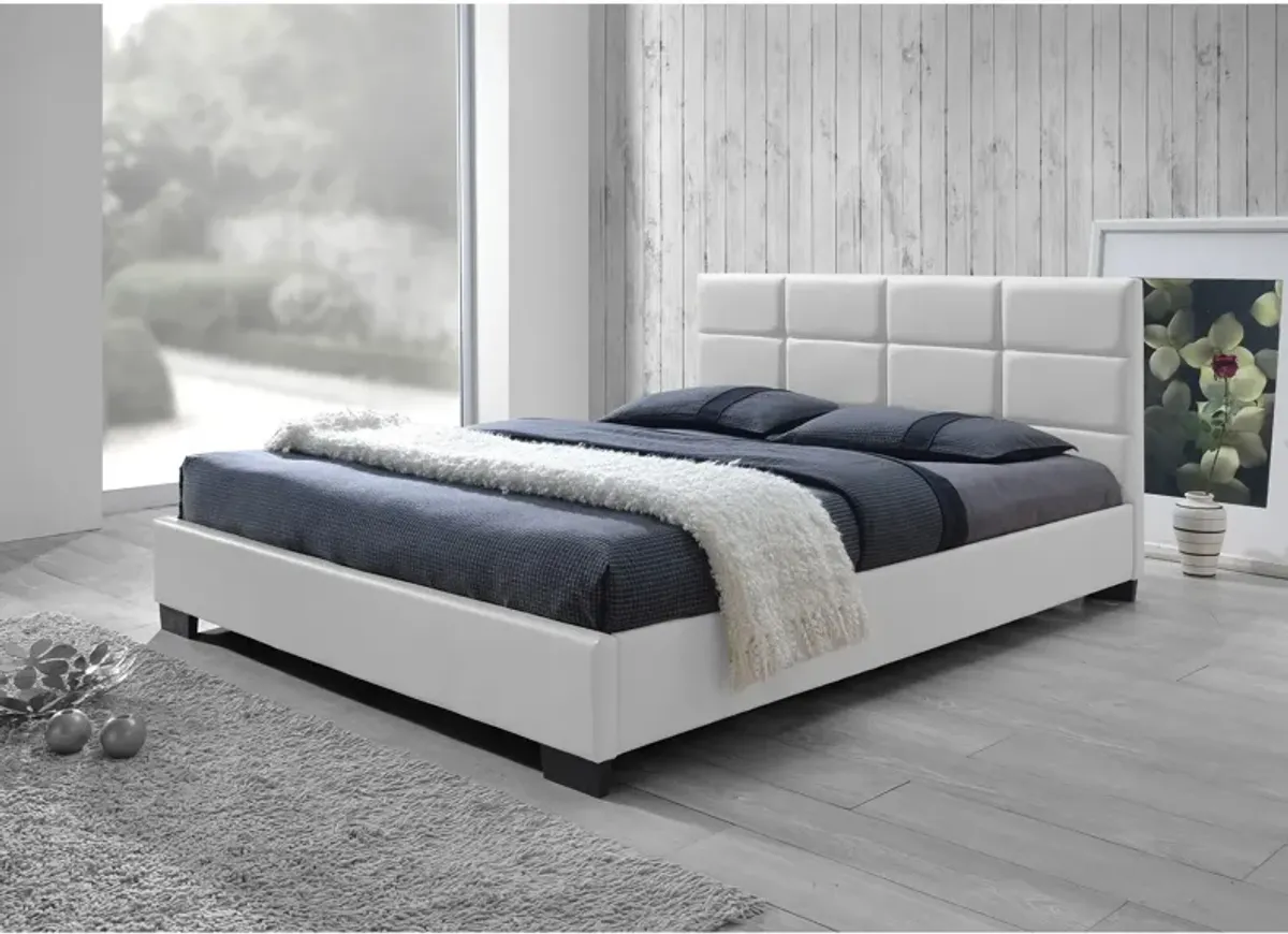 Potenza Queen Upholstered Platform Bed - White