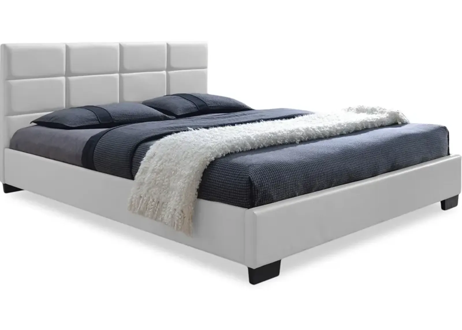 Potenza Queen Upholstered Platform Bed - White