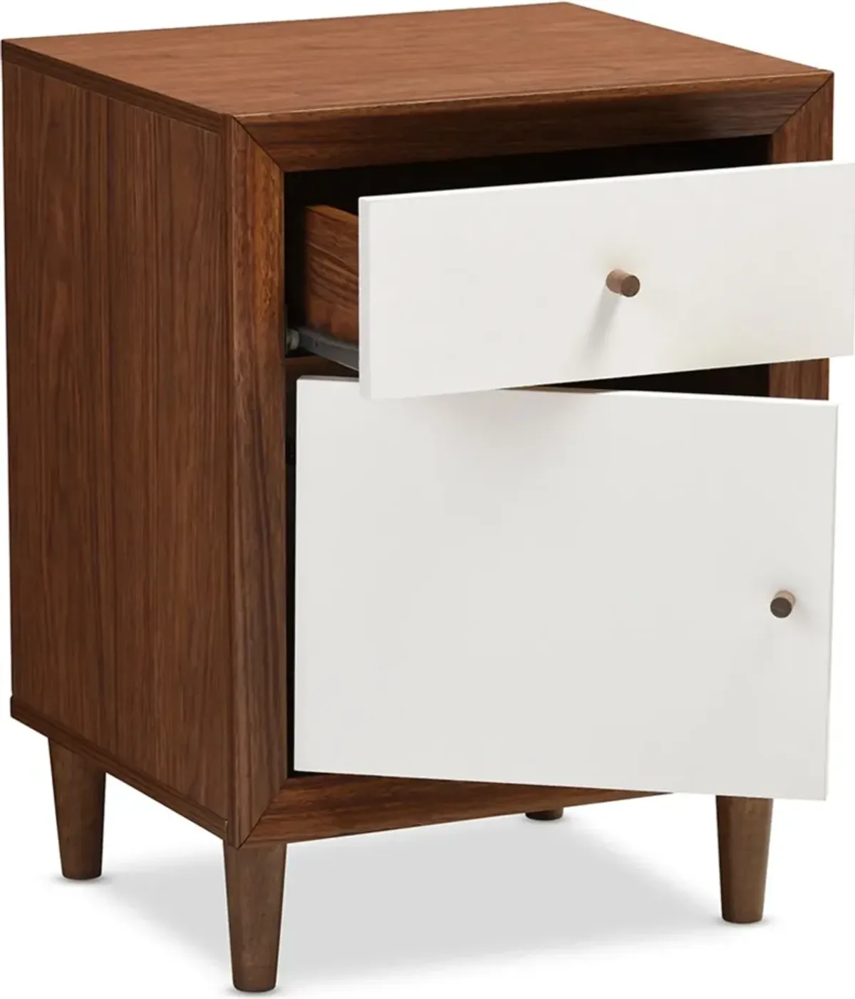 Margi 2 Drawer Nightstand - Walnut Brown/White