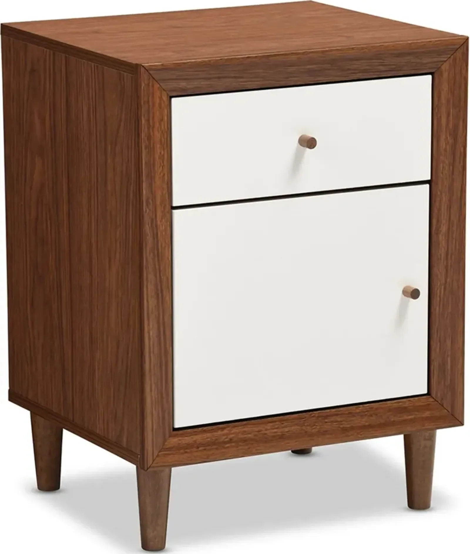 Margi 2 Drawer Nightstand - Walnut Brown/White