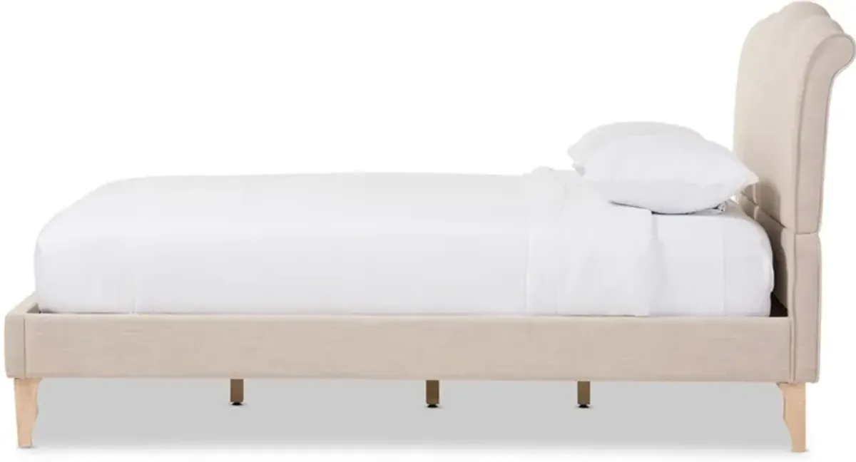 Adara Full Platform Upholstered Bed - Beige