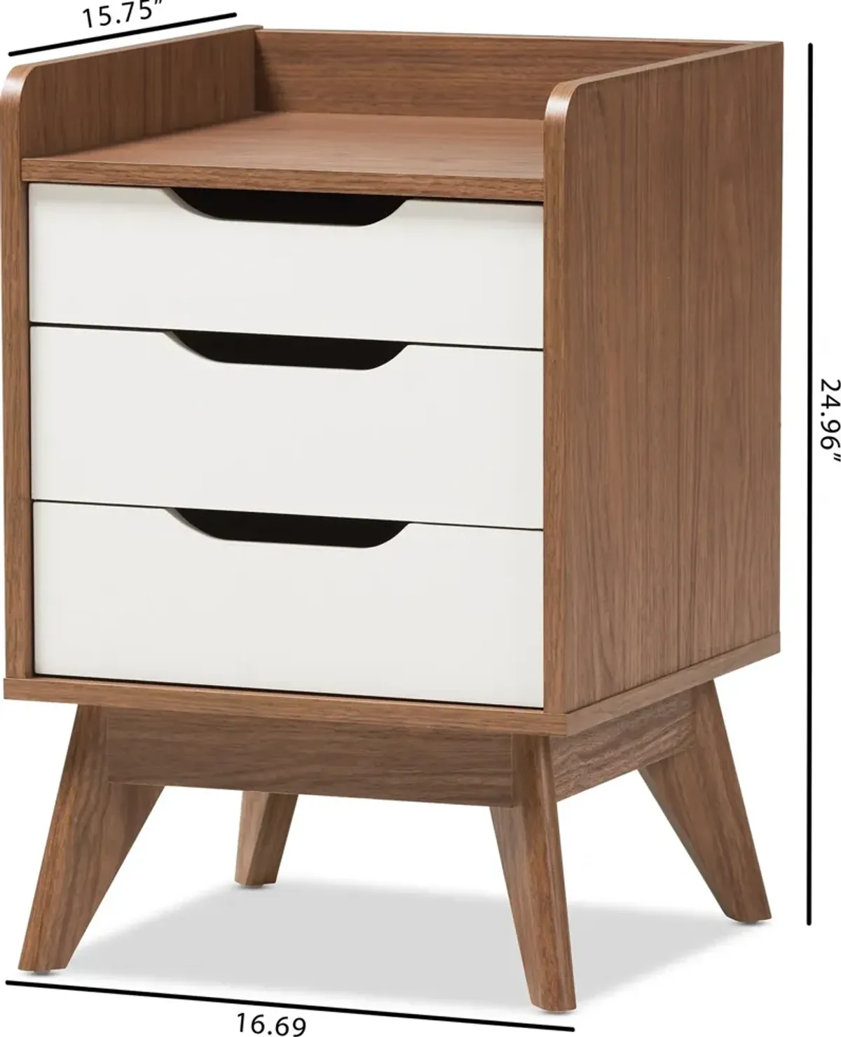 Orlana 3 Drawer Nightstand - White/Walnut Brown