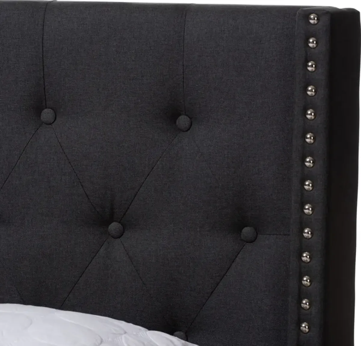 Heston Queen Upholstered Bed - Charcoal Gray