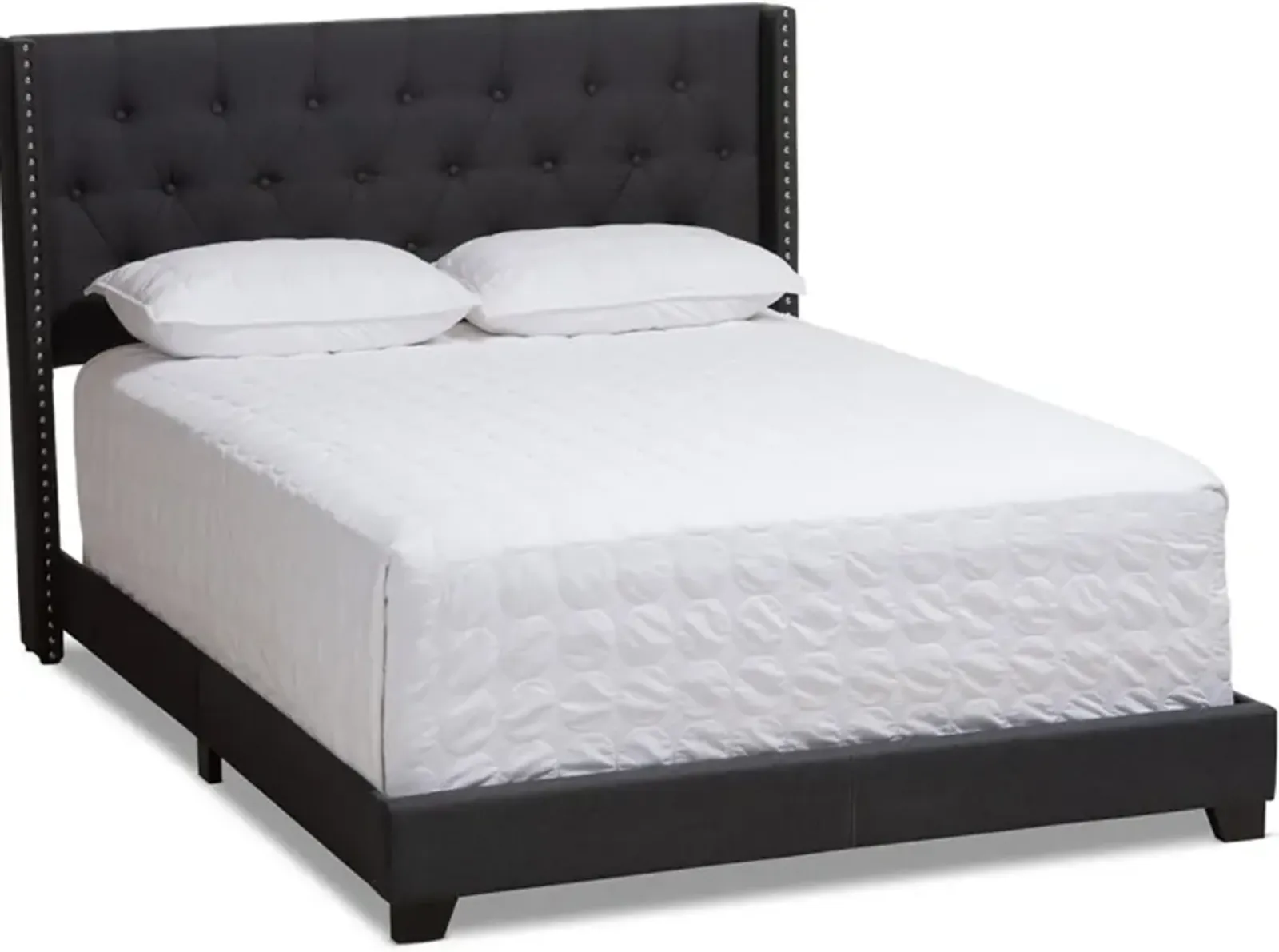 Heston Queen Upholstered Bed - Charcoal Gray