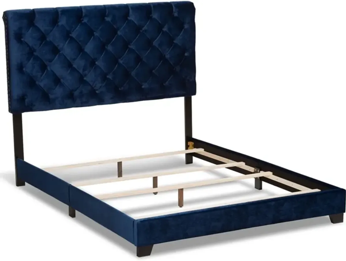 Noen Queen Upholstered Bed - Navy Blue