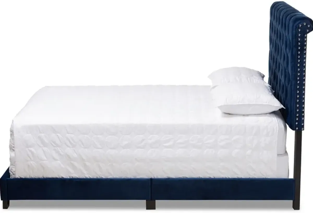 Noen Queen Upholstered Bed - Navy Blue