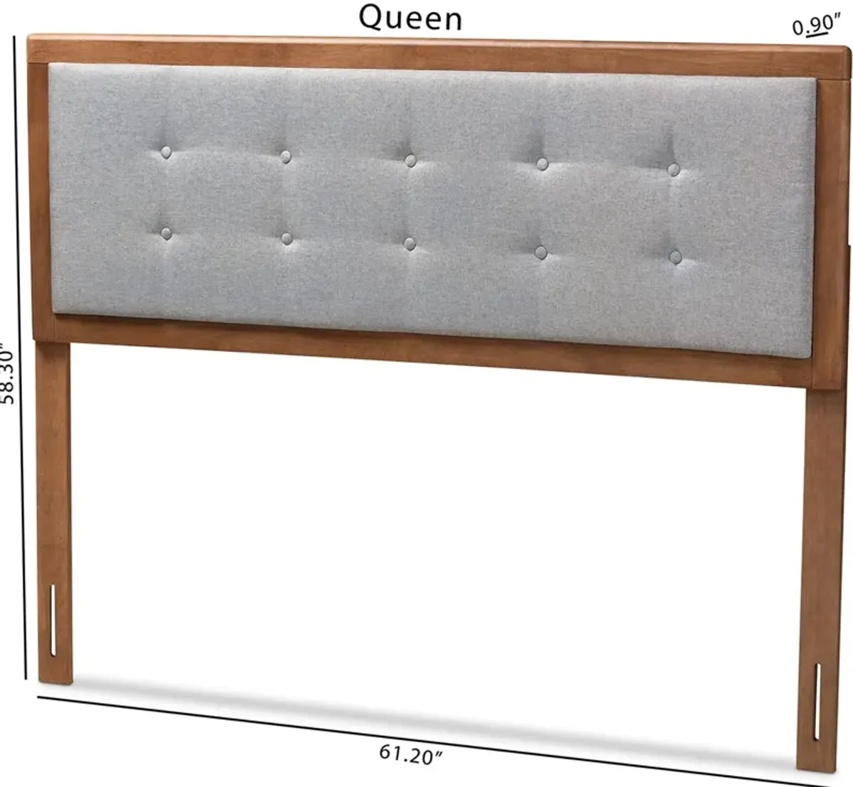 Malmo Queen Upholstered Headboard - Gray/Walnut