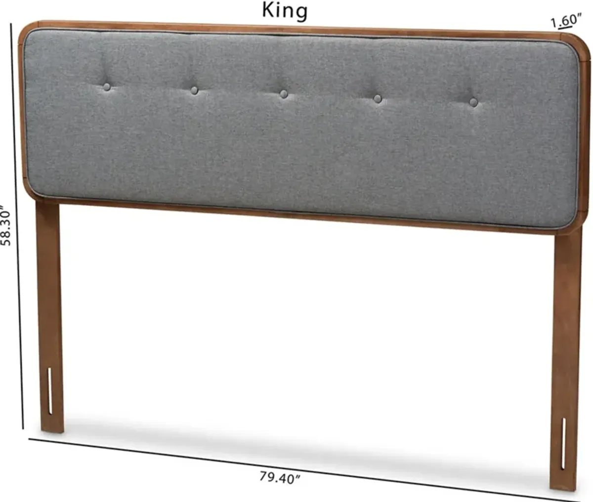 Arnia King Upholstered Headboard - Dark Gray/Walnut