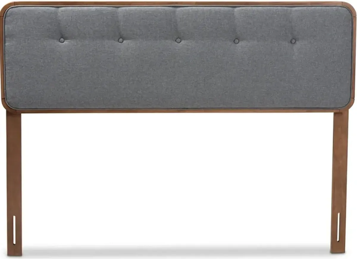 Arnia King Upholstered Headboard - Dark Gray/Walnut