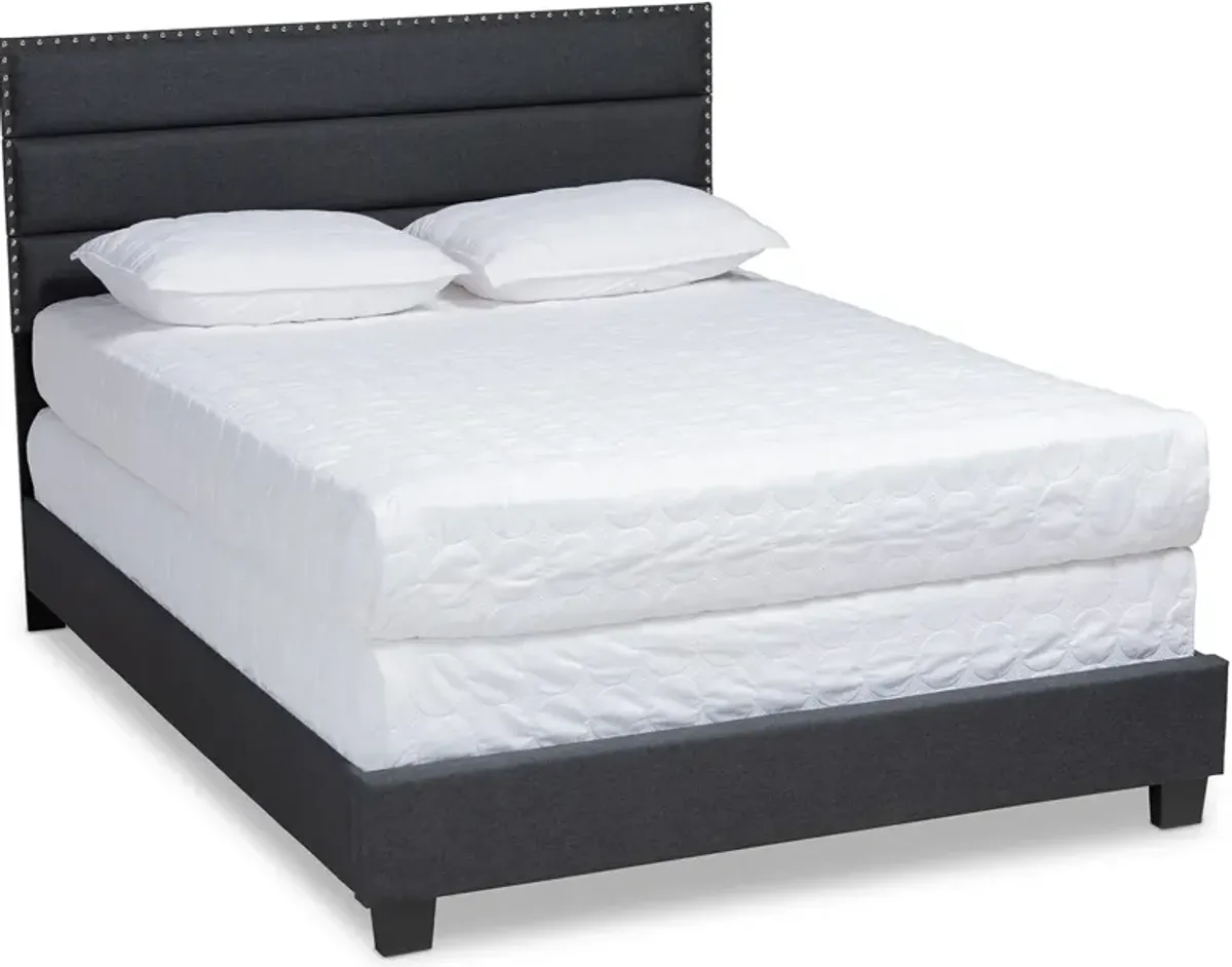 Carmen Queen Upholstered Bed - Dark Gray/Black