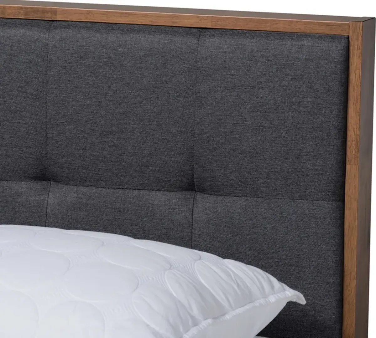 Charmaine King Upholstered Platform Bed - Dark Gray/Walnut