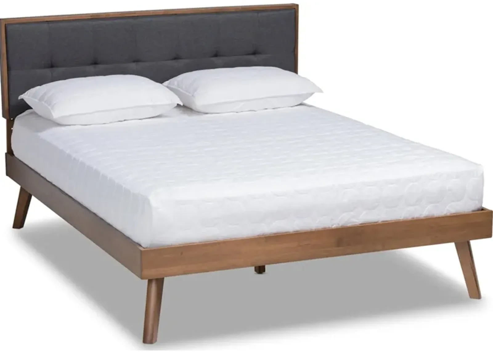 Charmaine King Upholstered Platform Bed - Dark Gray/Walnut