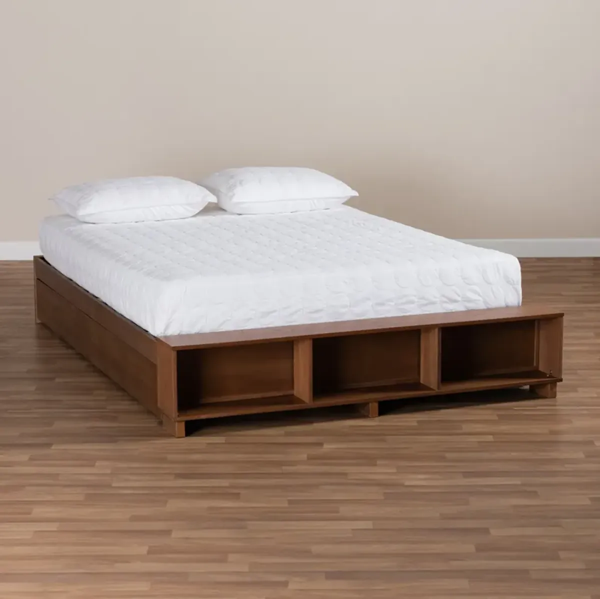 Calista Queen Platform Storage Bed Frame - Ash Walnut