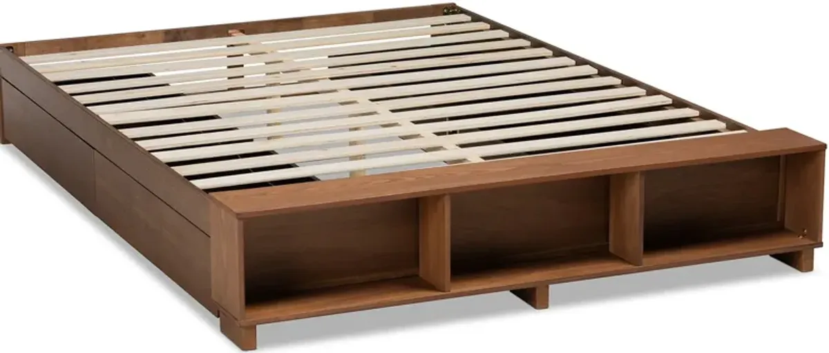 Calista Queen Platform Storage Bed Frame - Ash Walnut