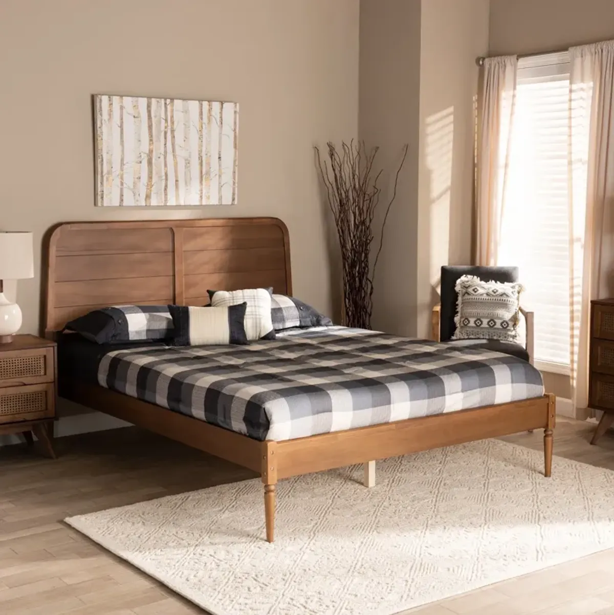 Devika Queen Platform Bed - Walnut Brown