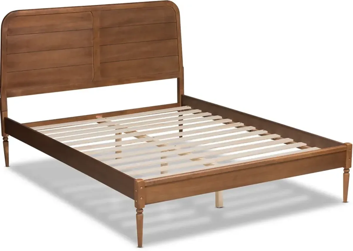 Devika Queen Platform Bed - Walnut Brown