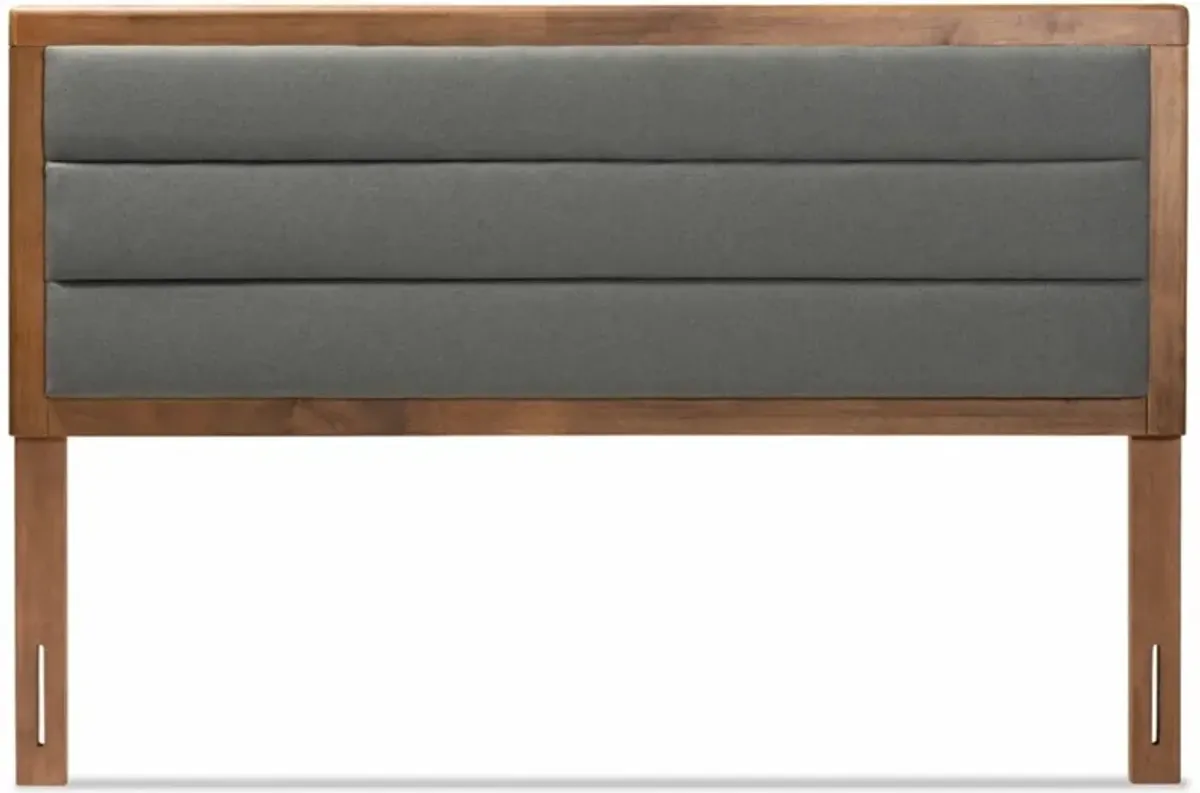 Aarti King Upholstered Headboard - Dark Gray/Walnut Brown