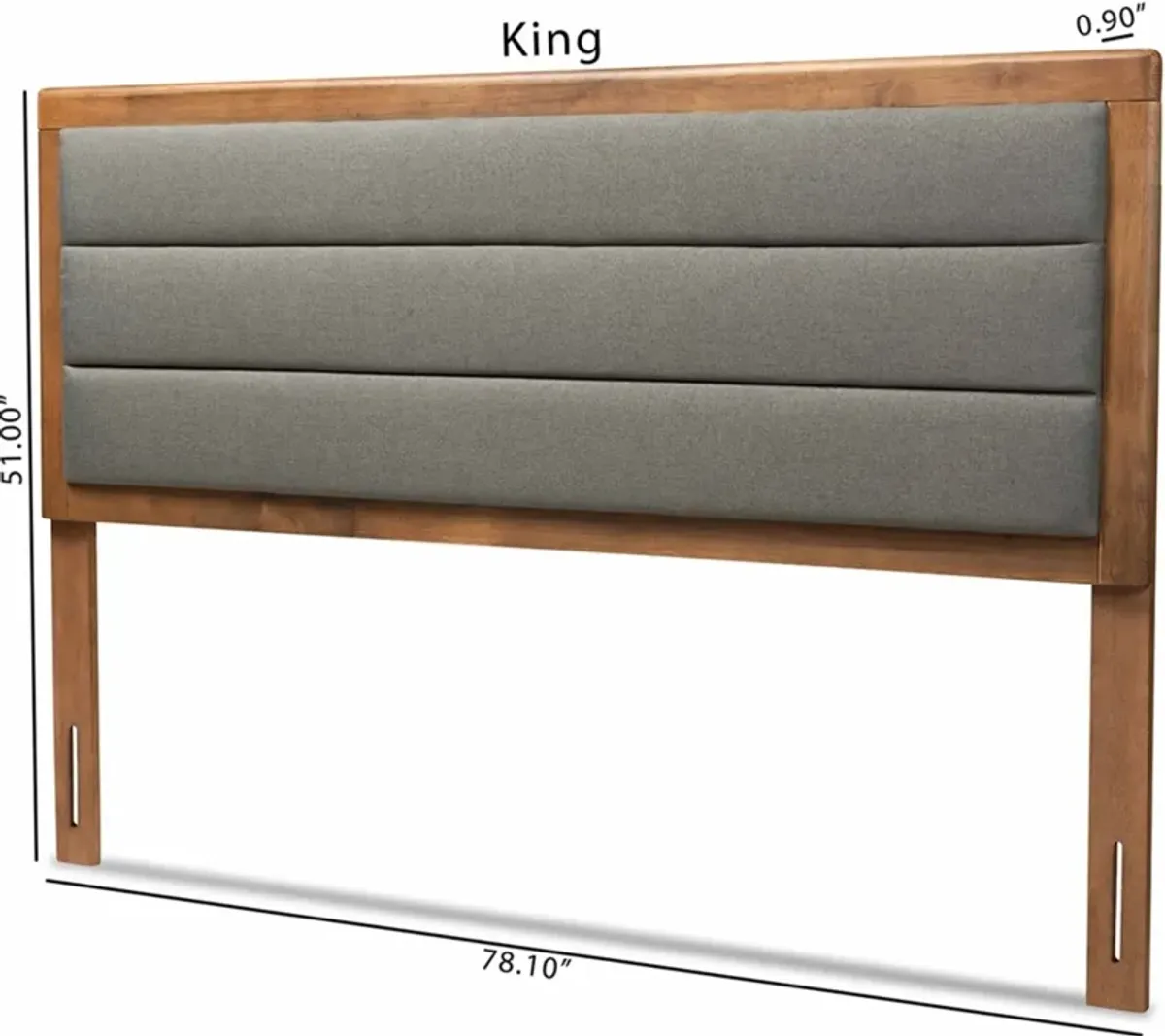 Aarti King Upholstered Headboard - Dark Gray/Walnut Brown