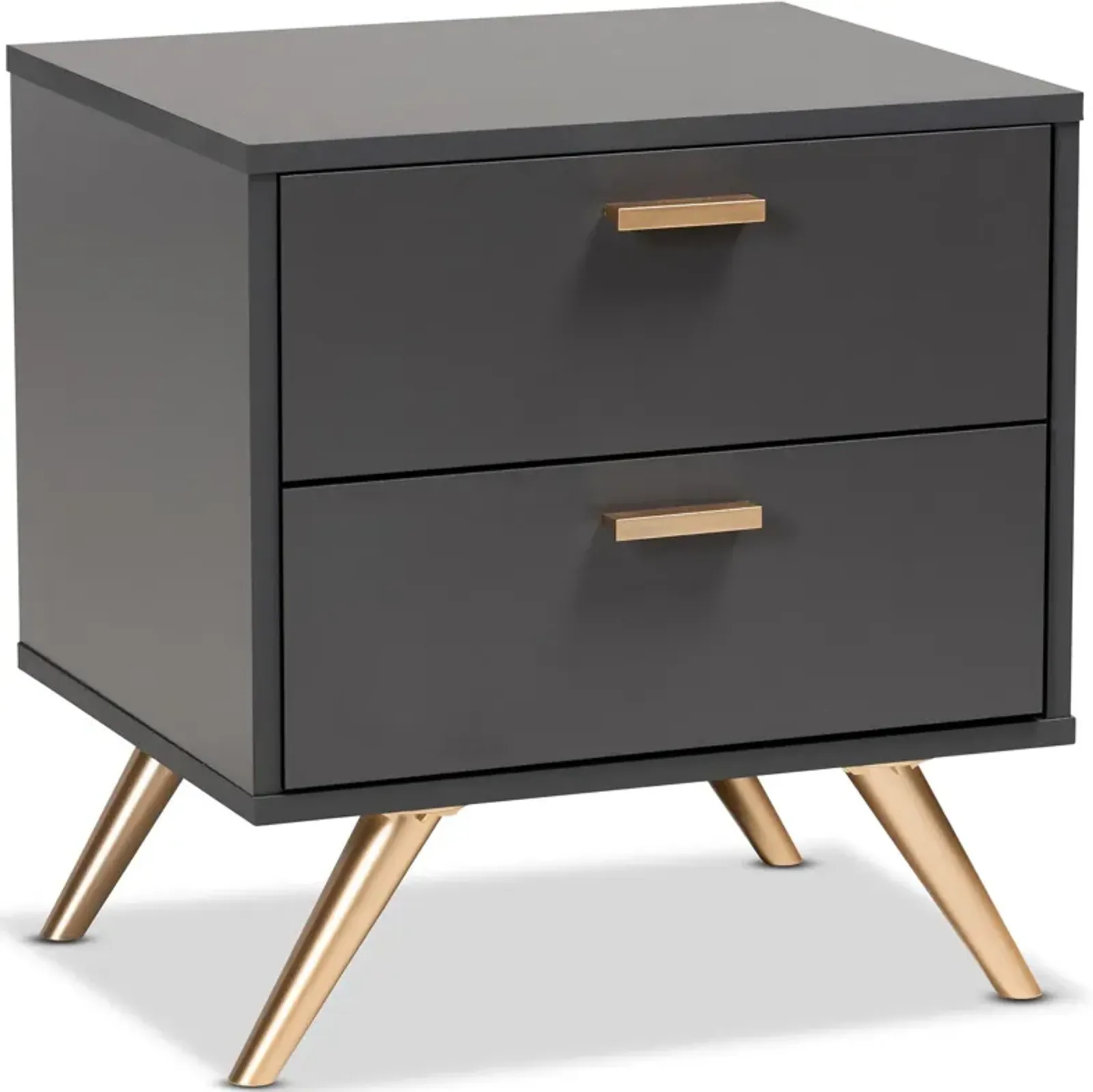 Bellona 2 Drawer Nightstand - Dark Gray/Gold