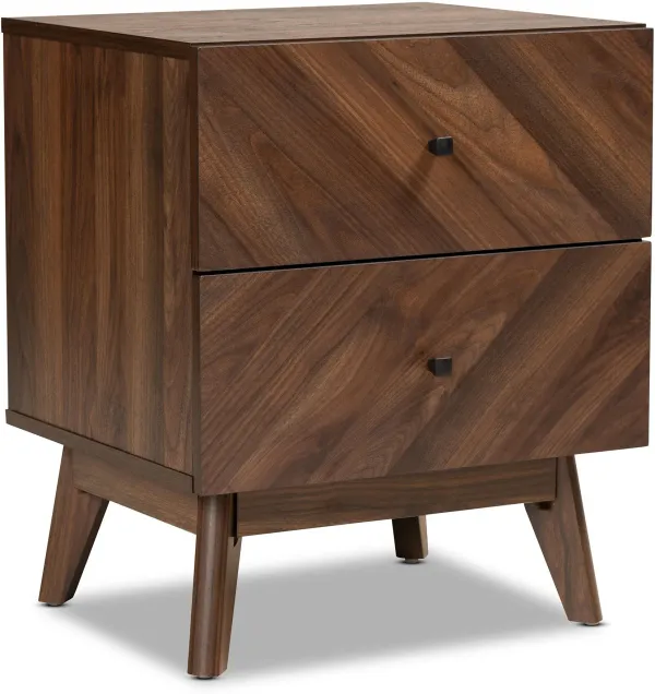 Betania 2 Drawer Nightstand - Walnut Brown