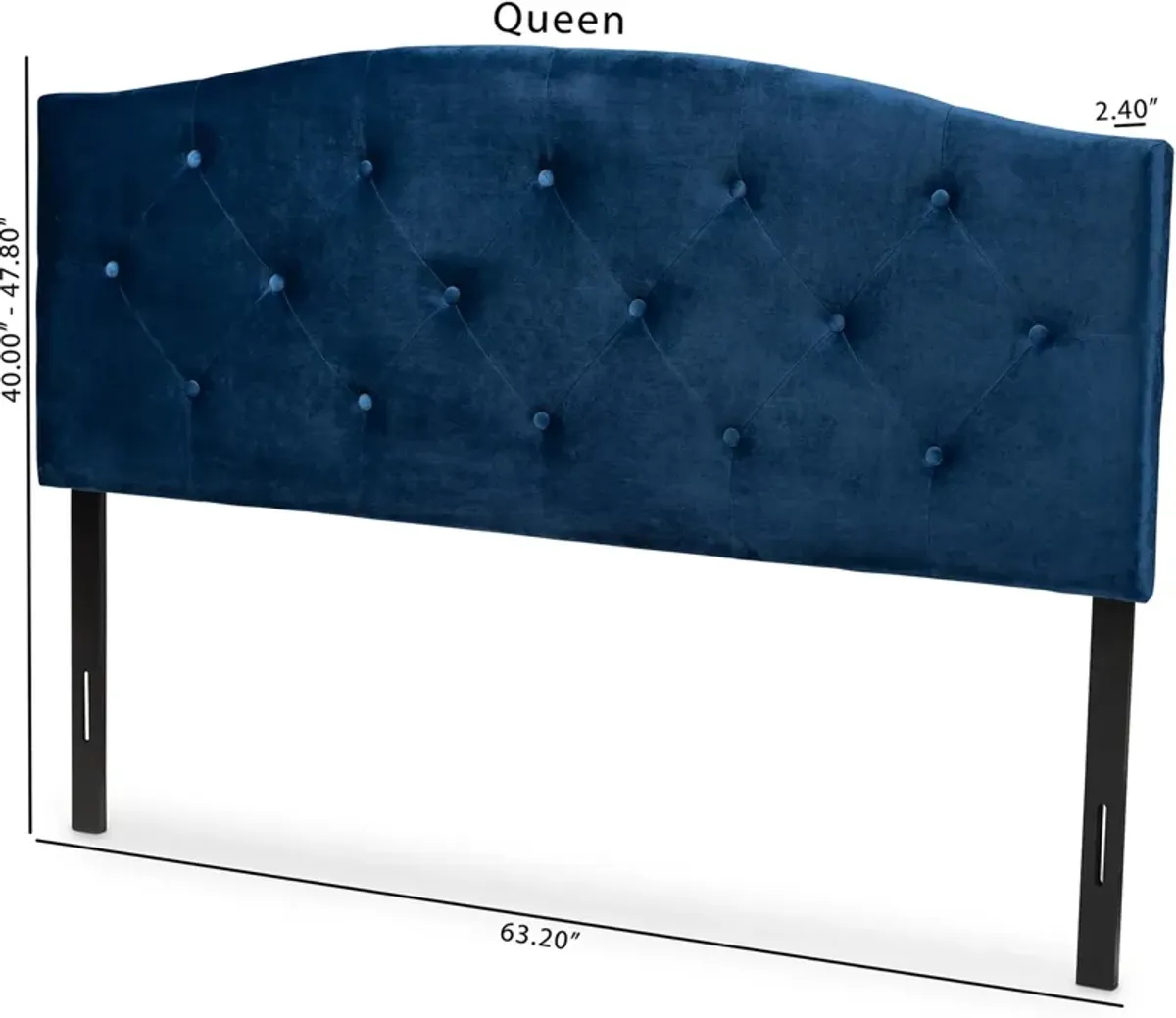 Bora Queen Upholstered Headboard - Navy Blue/Dark Brown