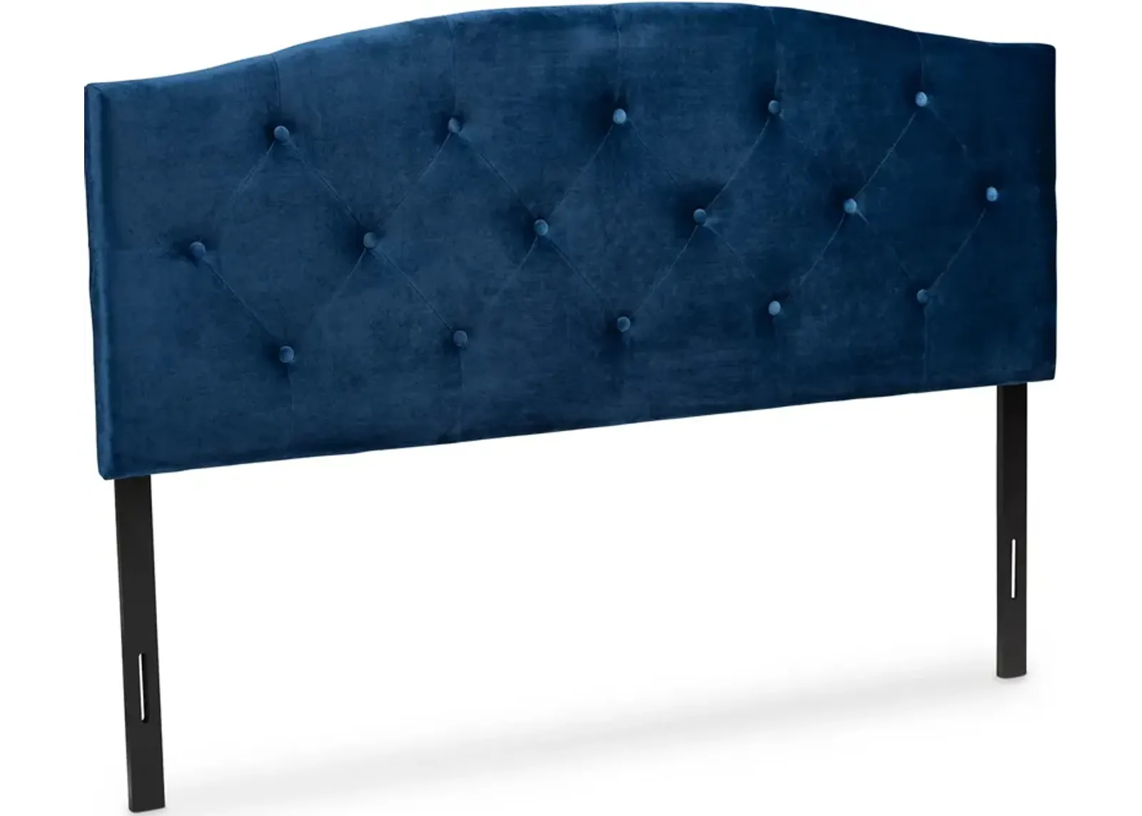 Bora Queen Upholstered Headboard - Navy Blue/Dark Brown