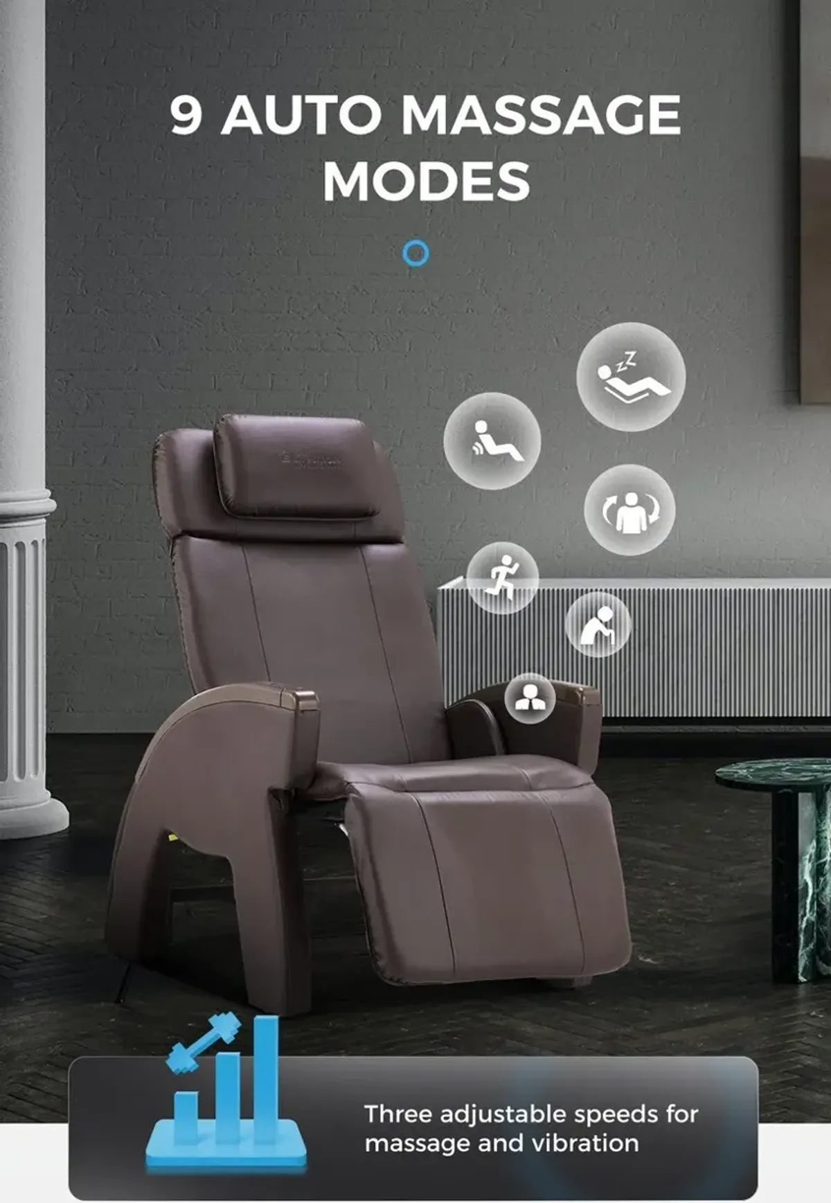 Rejuvenating Heated Massage Recliner - Brown