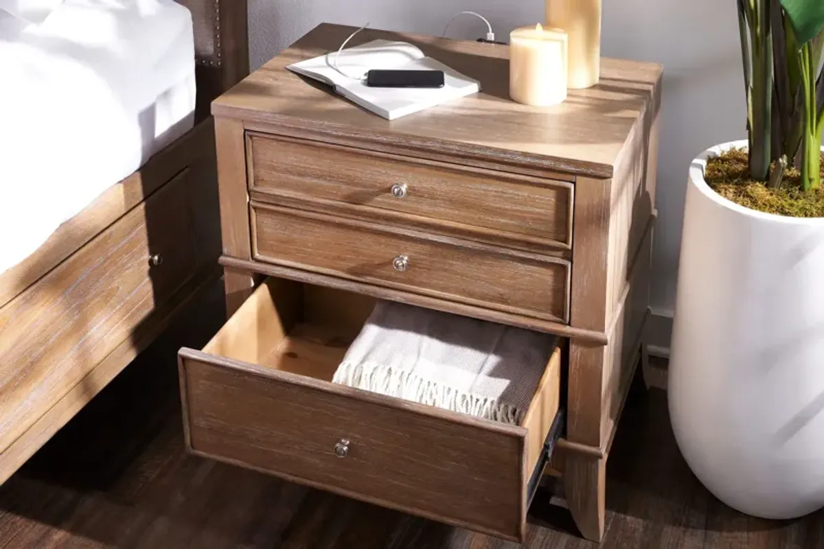 Hazel 2-Drawer Nightstand with USB Charging - Latte