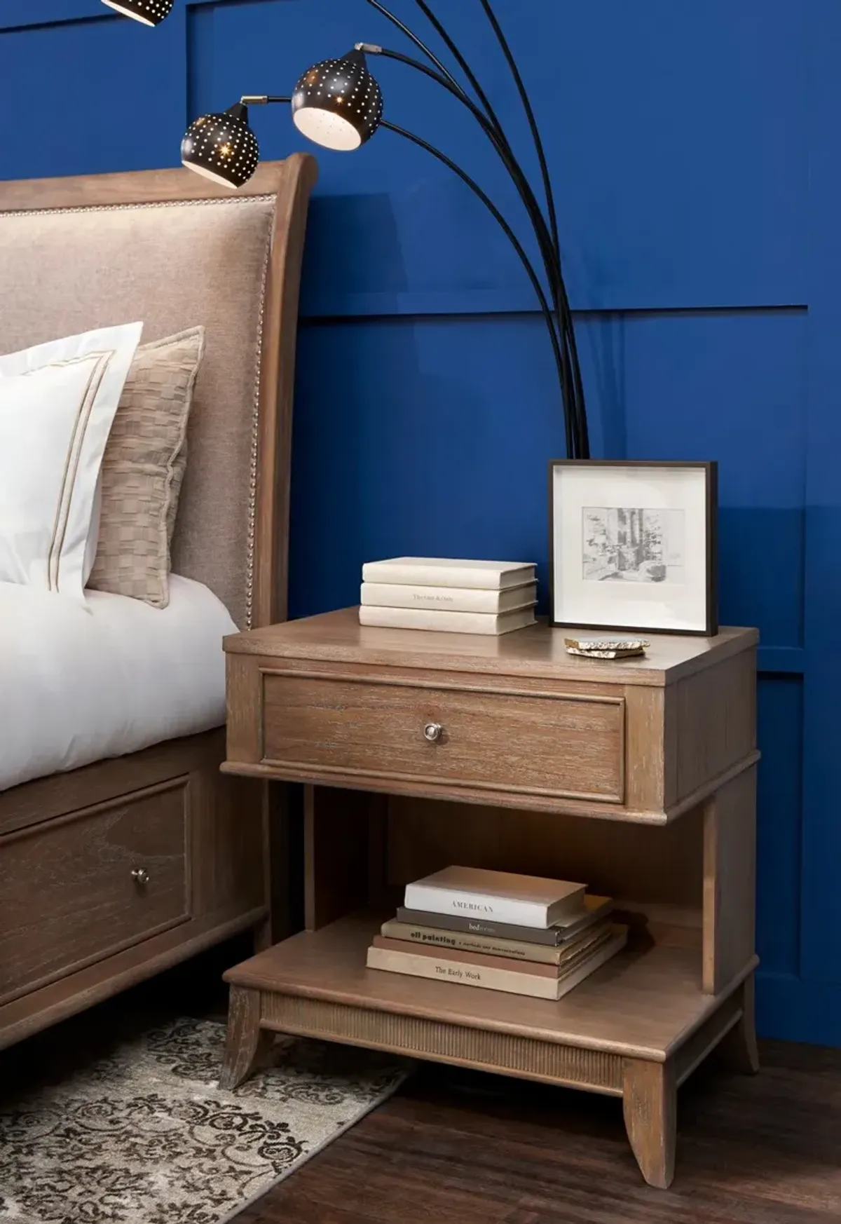 Hazel 1-Drawer Nightstand with USB Charging - Latte