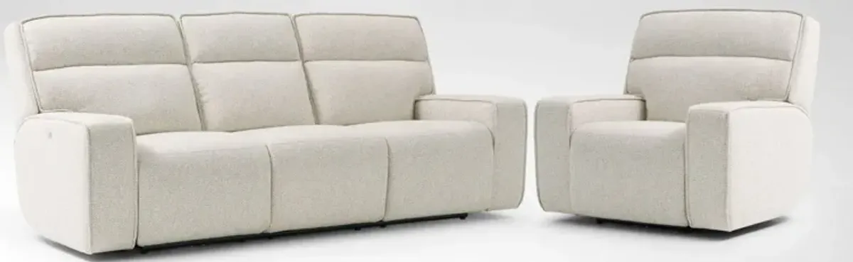 Everest Triple-Power Reclining Sofa and Recliner Set - Sand