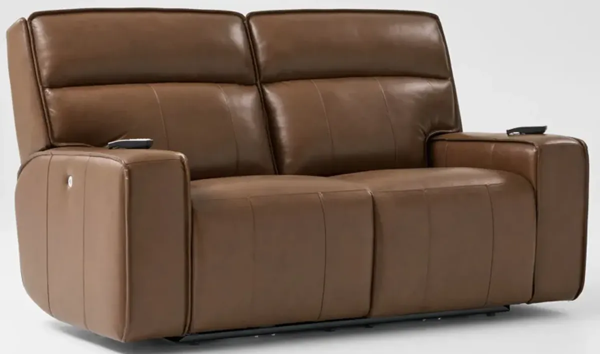 Everest Triple-Power Reclining Sofa and Loveseat Set - Brown