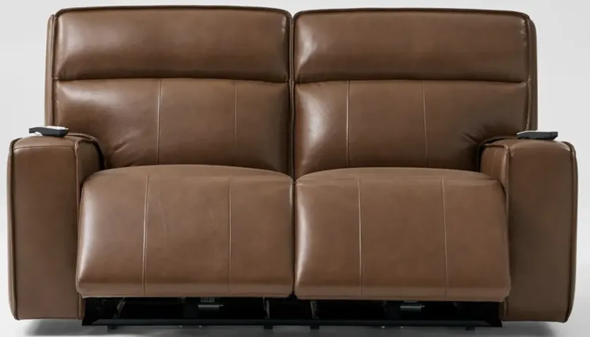 Everest Triple-Power Reclining Sofa and Loveseat Set - Brown