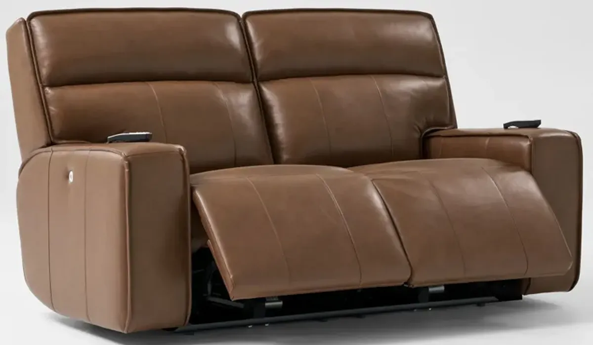 Everest Triple-Power Reclining Sofa and Loveseat Set - Brown