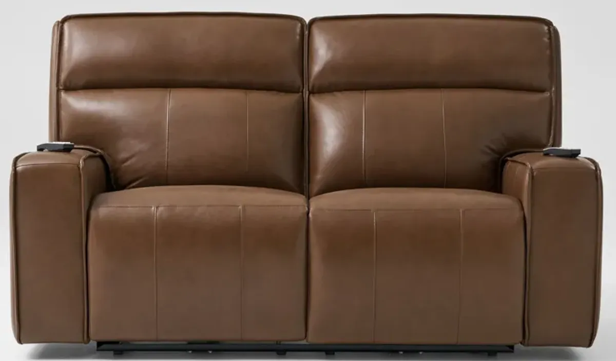 Everest Triple-Power Reclining Sofa and Loveseat Set - Brown