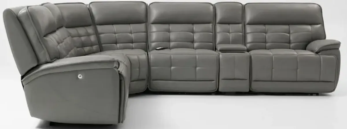 Cascade 6-Piece Triple-Power Reclining Sectional with Console - Gray