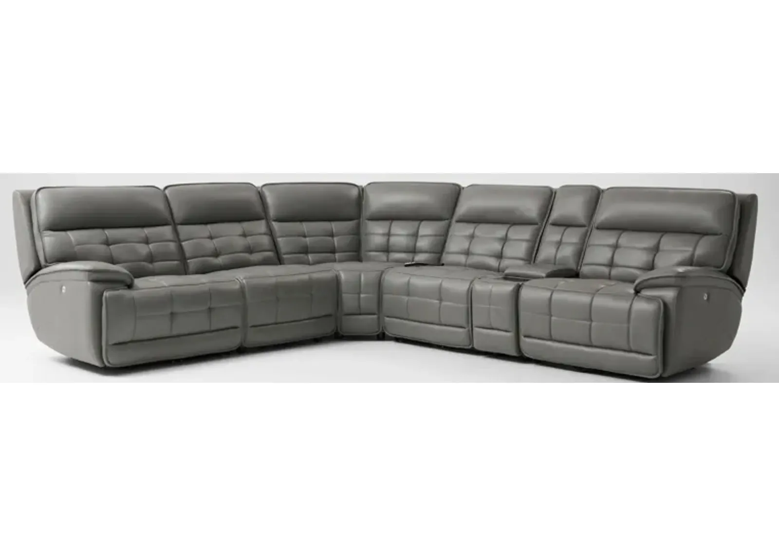 Cascade 6-Piece Triple-Power Reclining Sectional with Console - Gray